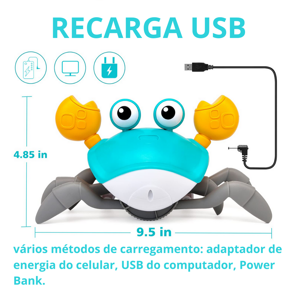 Caranguejo Fujão | Brinquedo de Engatinhar com Corda para Bebês