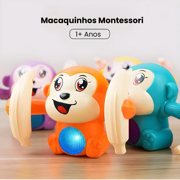 Componentes visuais do BananiZoo em destaque: macaquinho, banana integrada e botão interativo