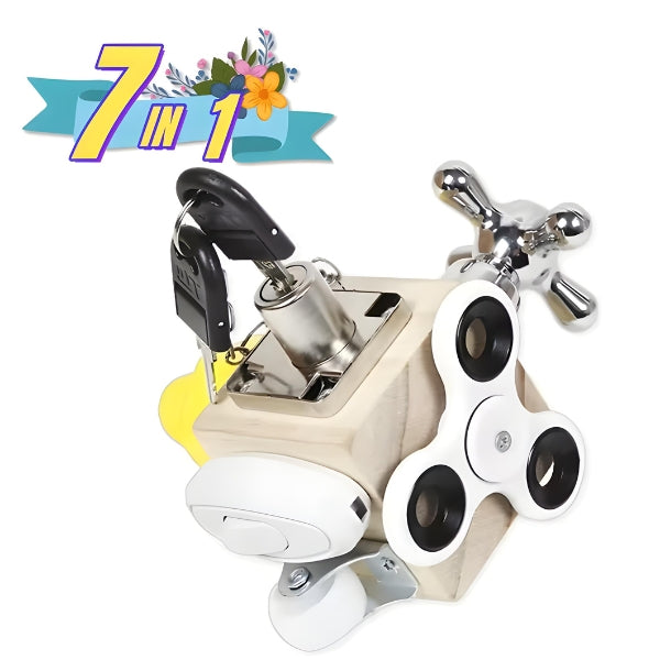 Cubo sensorial Treco Fácil com atividades interativas. Brinquedo educativo que estimula o desenvolvimento motor e sensorial