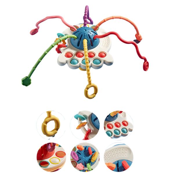 Disco Sensorial Infantil 3 em 1 com funções de puxar, girar e pressionar. Brinquedo Montessori que estimula o desenvolvimento sensorial