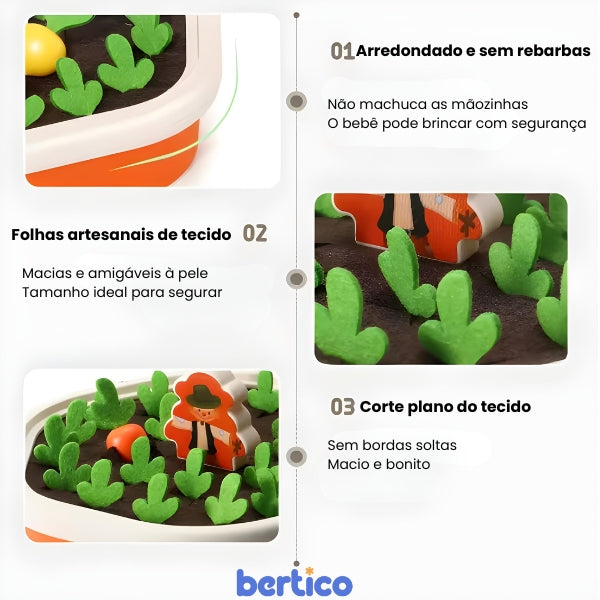 Legumes da MiniHorta fora da base. Peças de tecido macias, seguras e educativas para bebês e crianças pequenas