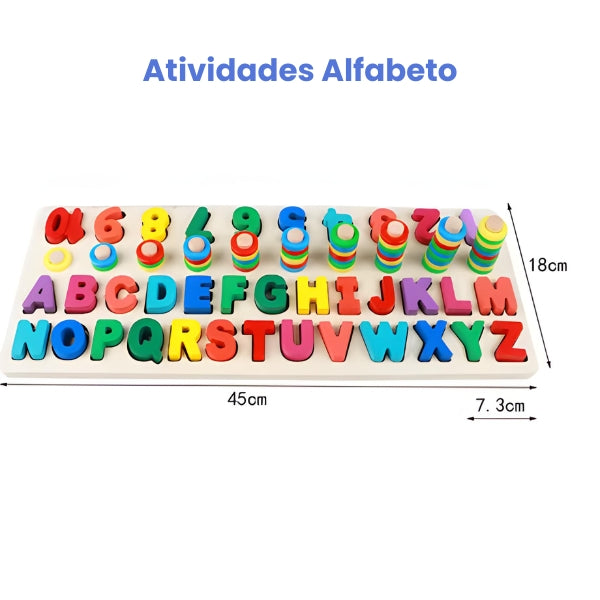 MontessoBox desmontado com peças educativas organizadas. Fácil de guardar, transportar e perfeito para escolas ou casa