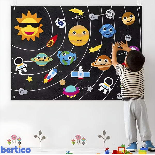 Painel HistóriaMóvel com figuras aplicadas em feltro. Brinquedo educativo que estimula a criatividade e a contação de histórias