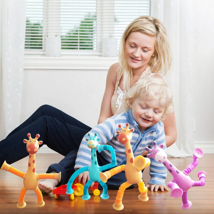 GiraFun | Girafa Flexível com Tubo Pop It e Ventosa