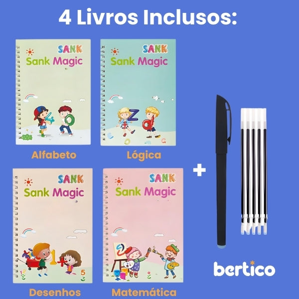 Cadernos Mágico de Caligrafia Reutilizável Sank + 1 Caneta com 10 refis