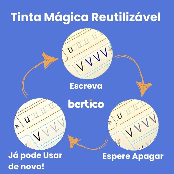 Cadernos Mágico de Caligrafia Reutilizável Sank + 1 Caneta com 10 refis