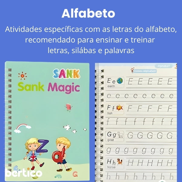 Cadernos Mágico de Caligrafia Reutilizável Sank + 1 Caneta com 10 refis
