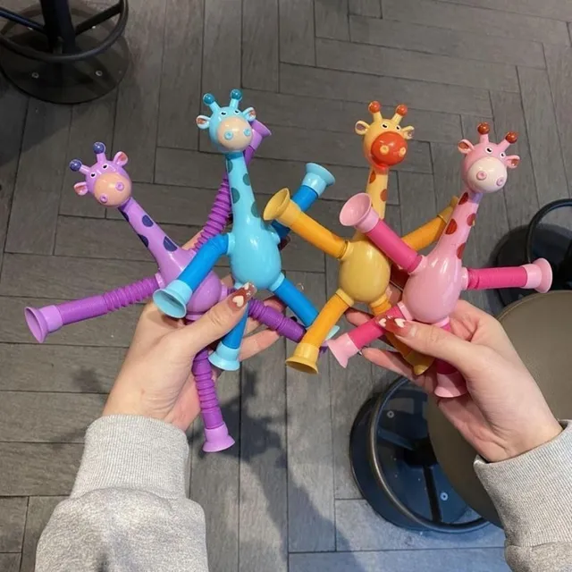 GiraFun | Girafa Flexível com Tubo Pop It e Ventosa