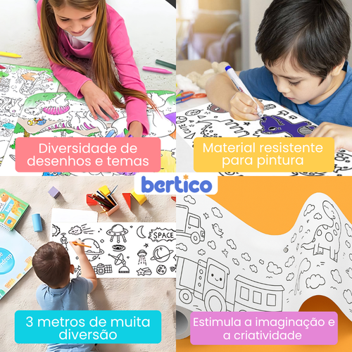 Bobina Criativa de Desenho | 3 metros e 1000+ Ilustrações Divertidas