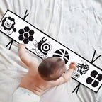 Conjunto completo de cartões Montessori com padrões visuais que ativam áreas do cérebro responsáveis pela visão e reconhecimento