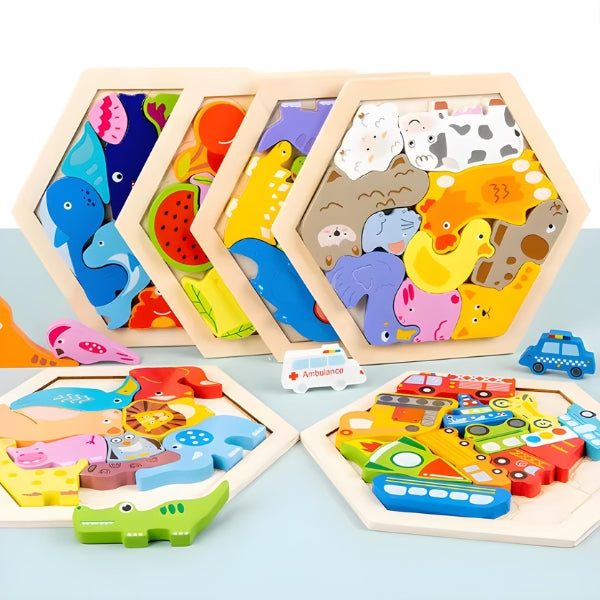 Descubra o FormaCerta em detalhe: quebra-cabeça educativo 3D de madeira com formas geométricas coloridas para crianças em fase de aprendizado