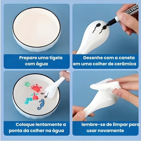 Desenho flutuando na água feito com a InkFloat. Proporciona momentos lúdicos de aprendizado e imaginação