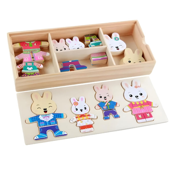 Diversas combinações possíveis com o Monta Bichinhos. Brinquedo educativo que ensina cores, padrões e partes do corpo dos animais