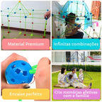 Exemplo de cabana montada com o Build Kit. Ideal para estimular a imaginação, o raciocínio espacial e o aprendizado por meio da construção