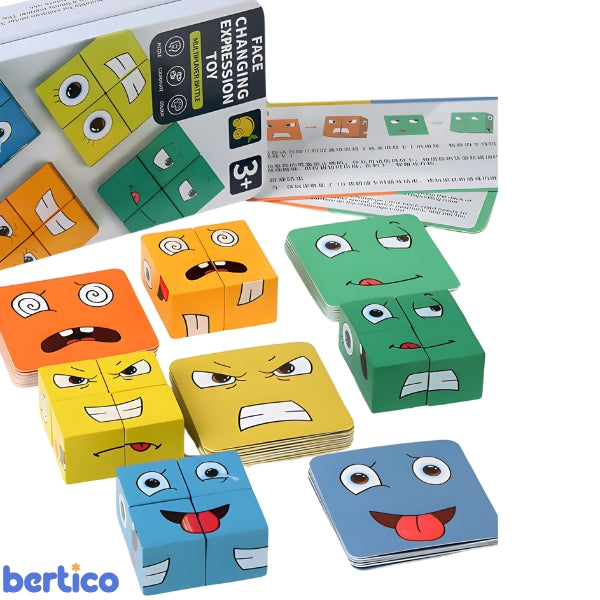 FaceMix com embalagem ilustrada e blocos visíveis. Presente educativo ideal para crianças a partir de 3 anos.