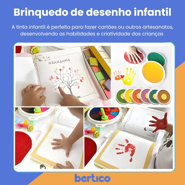 Kit de Pintura a Dedo Criativa com tintas atóxicas e laváveis. Brinquedo educativo infantil para estimular a criatividade e coordenação motora