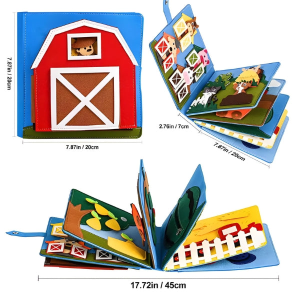 Páginas do FeltStory com roupas em feltro. Desenvolve noções de vestimenta e habilidades motoras finas