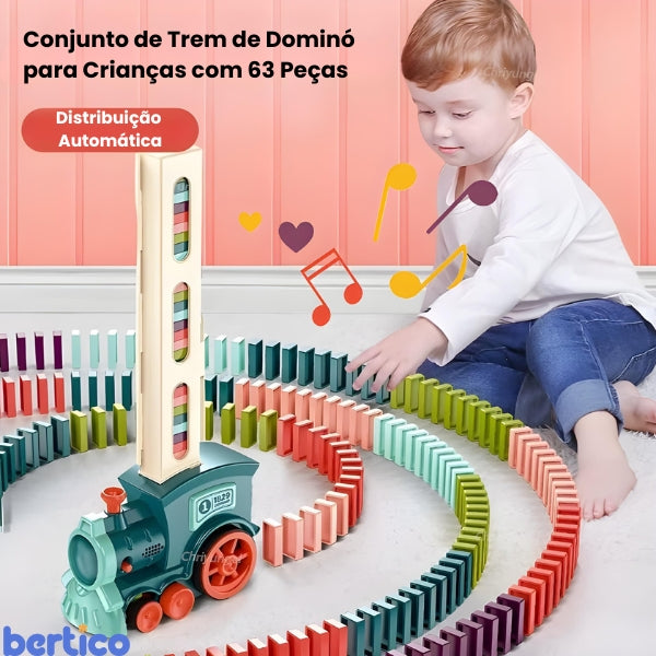 Peças de dominó em diversas cores inclusas no kit. Brinquedo que trabalha diferenciação visual e organização