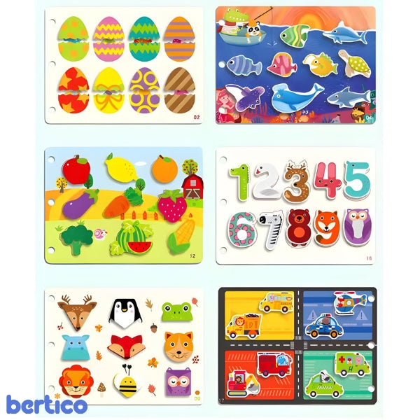 QuietBook com atividades práticas para estimular a coordenação motora fina. Ensine habilidades essenciais como abrir e fechar zíperes, botões e velcro