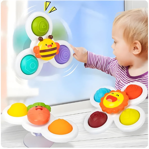 Spin Pop com acabamento em silicone de grau alimentício. Produto seguro, atóxico e ideal para bebês a partir de 6 meses