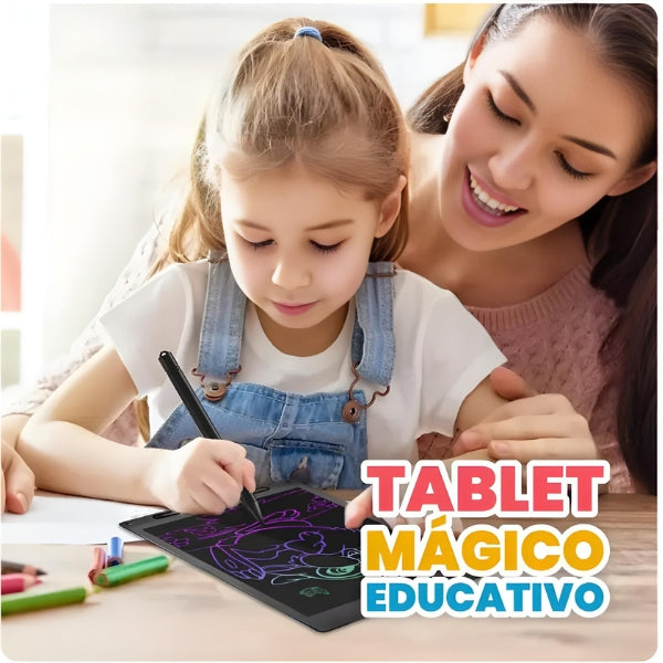 Tablet Mágico Educativo Bertico com tela LCD para desenhos e escrita. Ideal para estimular a criatividade infantil sem usar papel