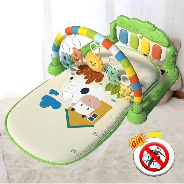 Tapete musical para bebês com botões de som e estímulo visual, promovendo a coordenação motora e o aprendizado