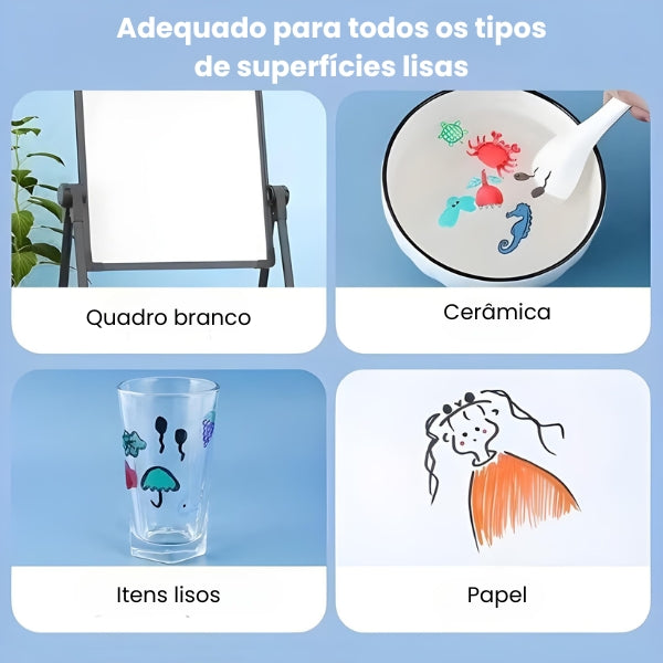 Tinta flutuante se soltando da colher na água. A InkFloat oferece uma experiência artística única e educativa