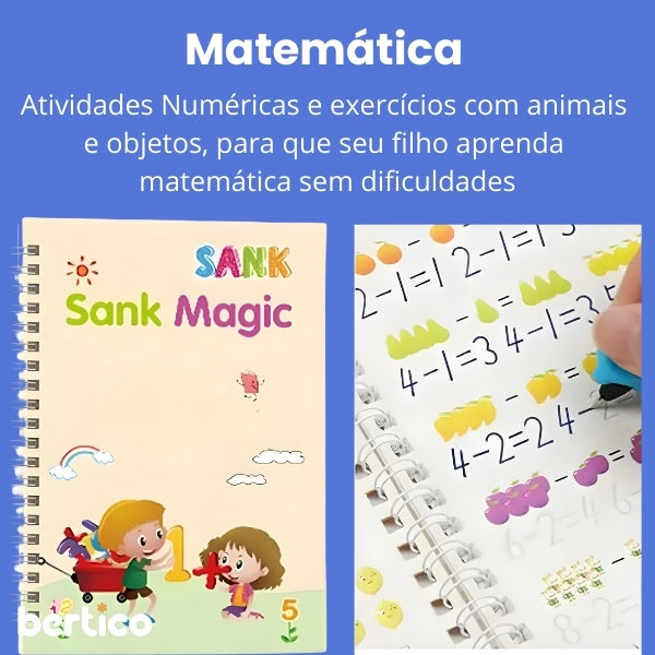 Cadernos Mágico de Caligrafia  Reutilizável Sank + 1 Canetas com 10 refis