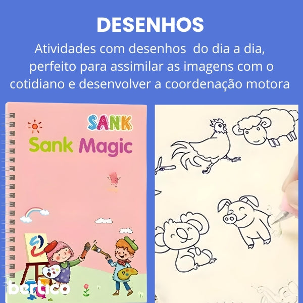 Cadernos Mágico de Caligrafia  Reutilizável Sank + 1 Canetas com 10 refis