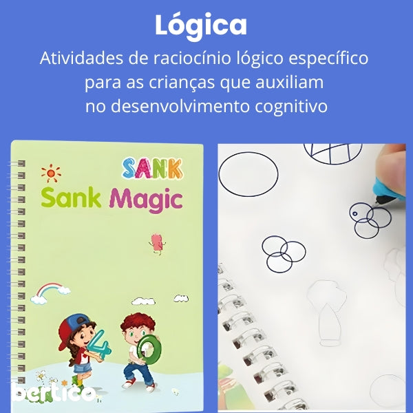 Cadernos Mágico de Caligrafia  Reutilizável Sank + 1 Canetas com 10 refis